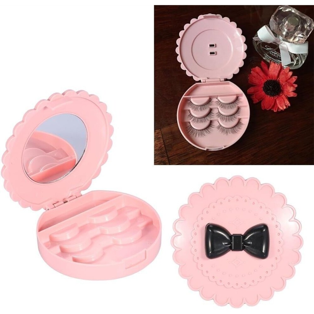 MT1  False Eyelash Storage Case with Mirror Lash Organizer Holder Box